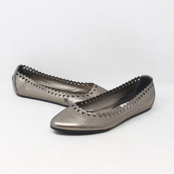 Jimmy Choo #9E3JWB Glee Metallic Flats Size 37 - Picture 1 of 9